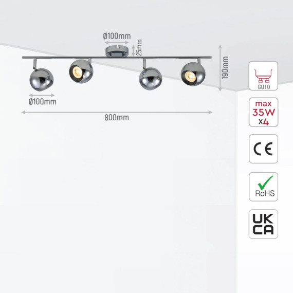 Sphere Rotatable GU10 Spotlight - Chrome