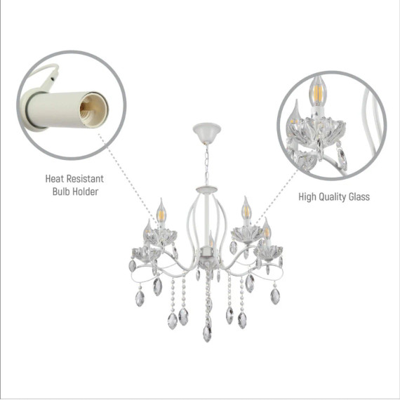 Tabitha Mediterranean Elegant Transitional Elizabeth Style Crystal Chandelier Ceiling Light E14