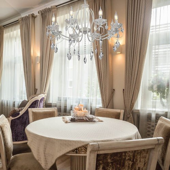 Tabitha Mediterranean Elegant Transitional Elizabeth Style Crystal Chandelier Ceiling Light E14