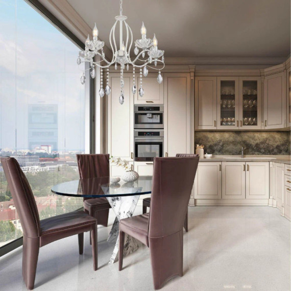 Tabitha Mediterranean Elegant Transitional Elizabeth Style Crystal Chandelier Ceiling Light E14