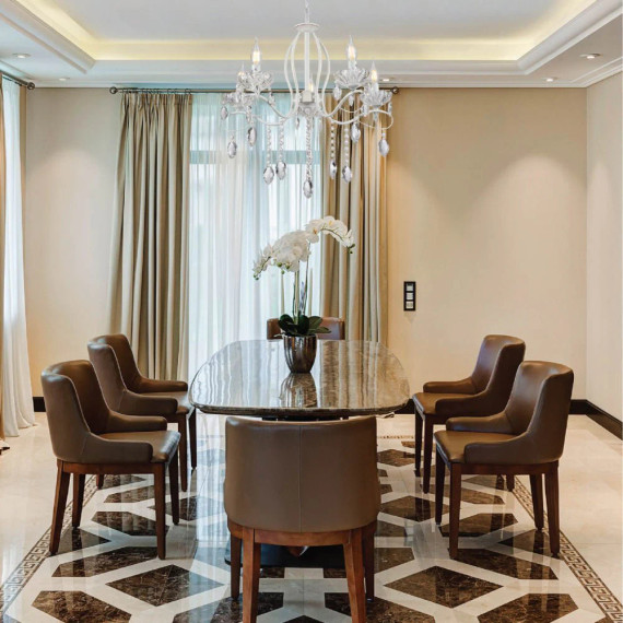Tabitha Mediterranean Elegant Transitional Elizabeth Style Crystal Chandelier Ceiling Light E14