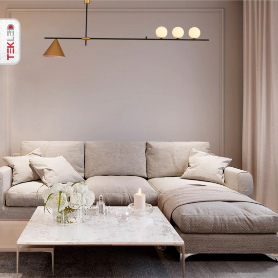 Nordic Modern Island Chandelier Ceiling Light G9 and E27 Gold Funnel Opal Globe - Gold