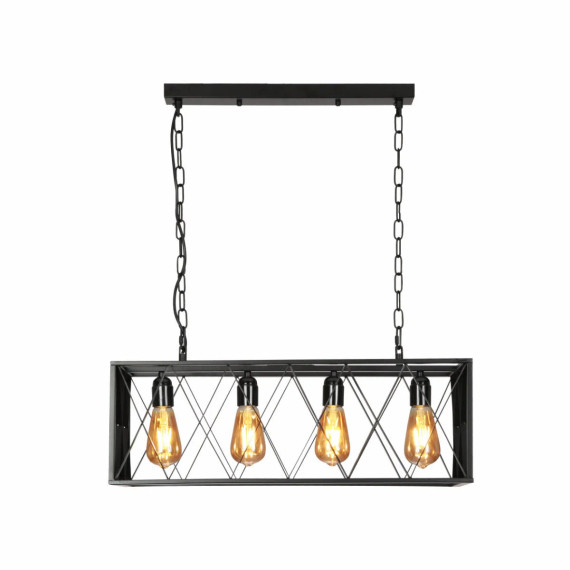 Black Cuboid Metal Kitchen Island Chandelier Ceiling Light 4xE27