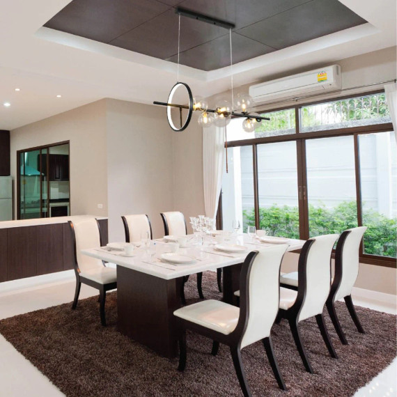 Expanse Ring Black Clear Globe Glasses Kitchen Island LED Chandelier Ceiling Light