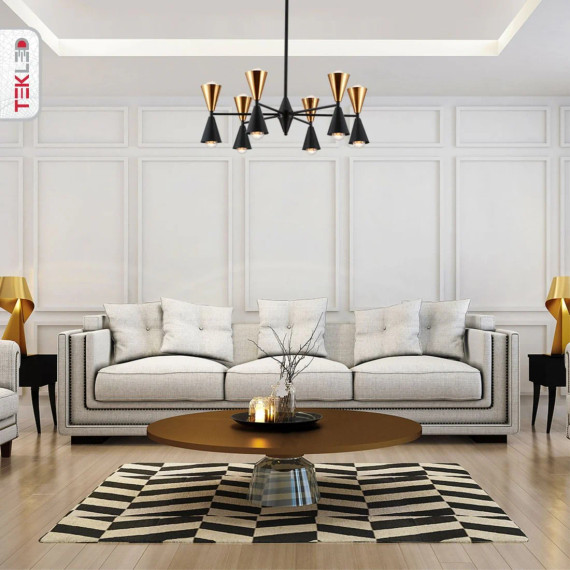 Black Gold Up Down Funnel Modern Chandelier Ceiling Light 12xE27