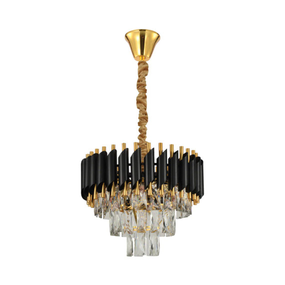 Orbit Glow Design Tiered Crystal Modern Chandelier Ceiling Light - Black - Gold