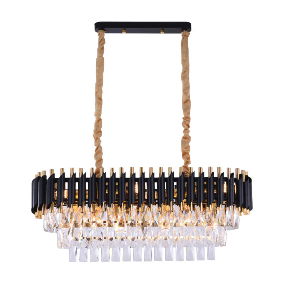 Orbit Glow Design Tiered Crystal Modern Chandelier Ceiling Light - Black - Gold