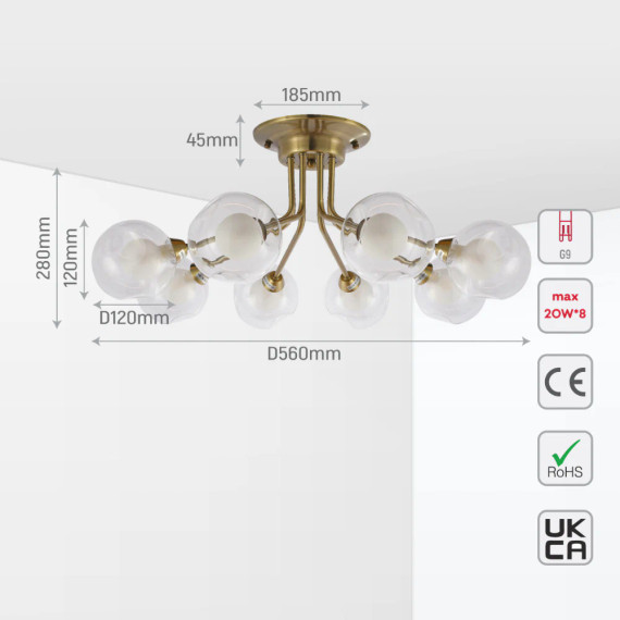 Antique Brilliance Dimpled Globe Light | Opal Essence Semi-Flush Mount | 8 Globe Antique Brilliance Dimpled Globe Light | Opal Essence Semi-Flush Mount | 8 Globe
