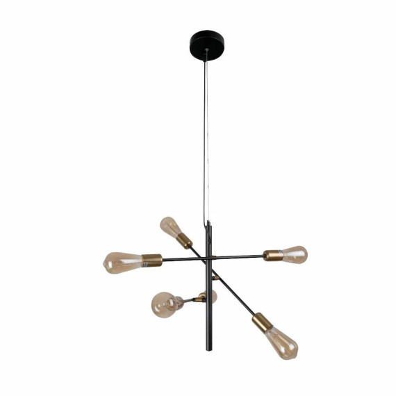 Black and Gold Sputnik Rod Modern Pendant Chandelier Ceiling Light E27