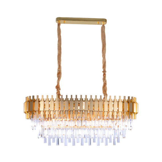 Metropolitan Square Beam Design Tiered Crystal Modern Chandelier Ceiling Light - Gold