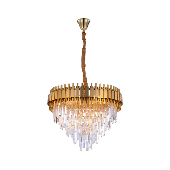 Metropolitan Square Beam Design Tiered Crystal Modern Chandelier Ceiling Light - Gold
