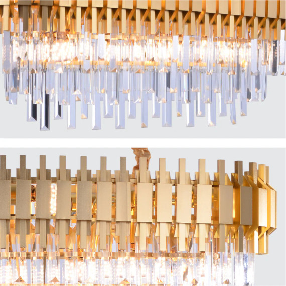 Metropolitan Square Beam Design Tiered Crystal Modern Chandelier Ceiling Light - Gold