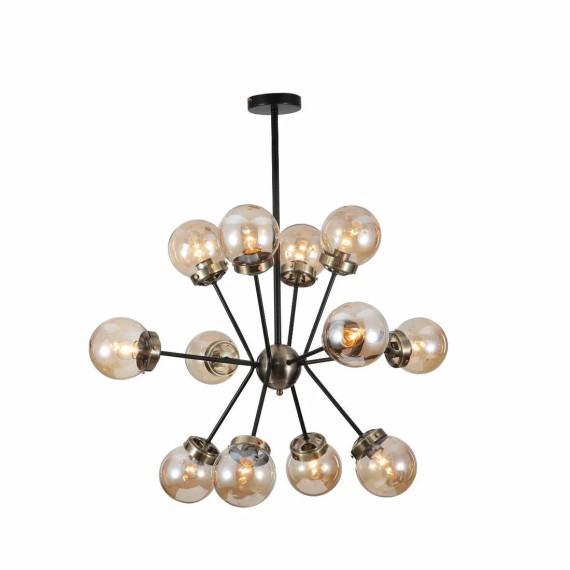 Amber Glass Globe Black and Antique Brass Semi Flush Ceiling Light E27 Amber Glass Globe Black and Antique Brass Semi Flush Ceiling Light E27