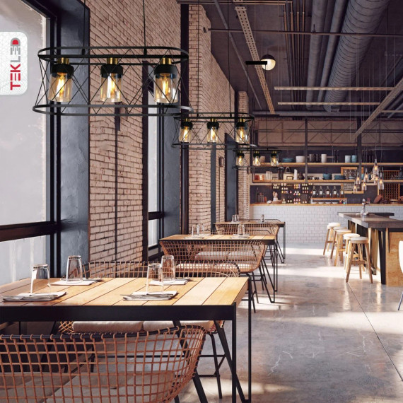 Black Cage Metal Amber Cylinder Glass Island Chandelier Ceiling Light