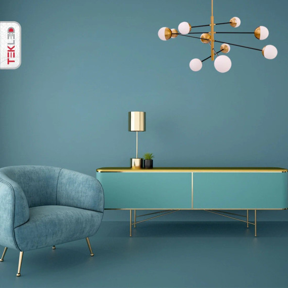 Opal Globe Glass Gold Metal Body Modern Nordic Chandelier Ceiling Light