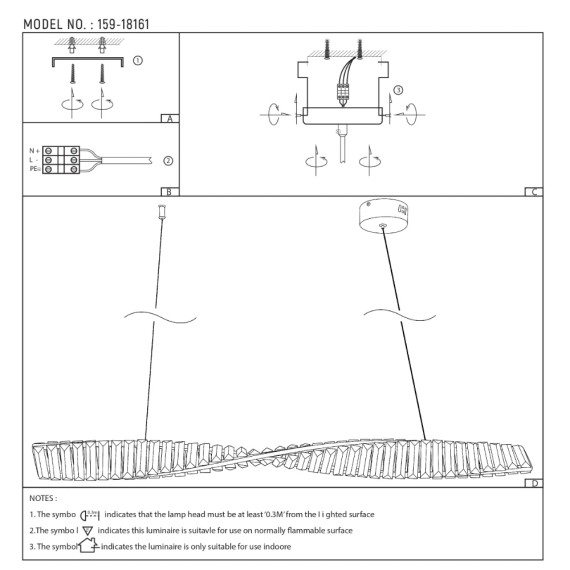 Modern Wave Chandelier with Crystal Accents and Antique Brass Finish