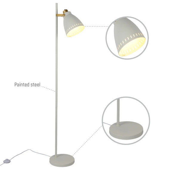 Cone-Shaded Floor Lamp with Gold Detailing & Decorative Shade - Versatile Colours