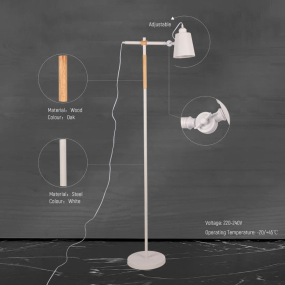 Sleek Nordic Floor Lamp with Oak Wood Detail