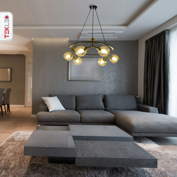 Locanda Amber Glass Island Chandelier Ceiling Light