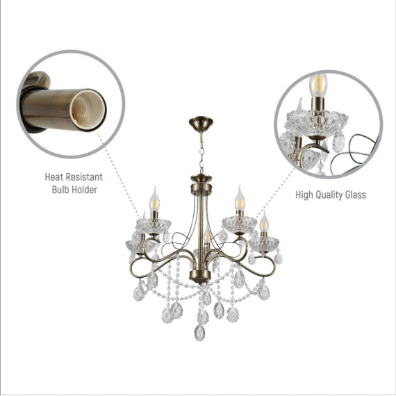 Mary Lillian Mediterranean Elegant Transitional Crystal Chandelier Ceiling Light