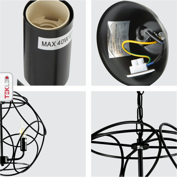Modern Globe Cage Pendant Chandelier Ceiling Light