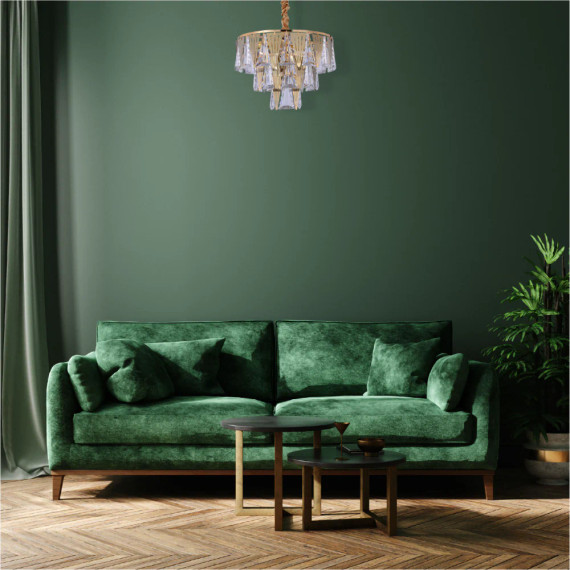 Opulent Gold Chandelier Ceiling Light with Triangular Crystal Prisms