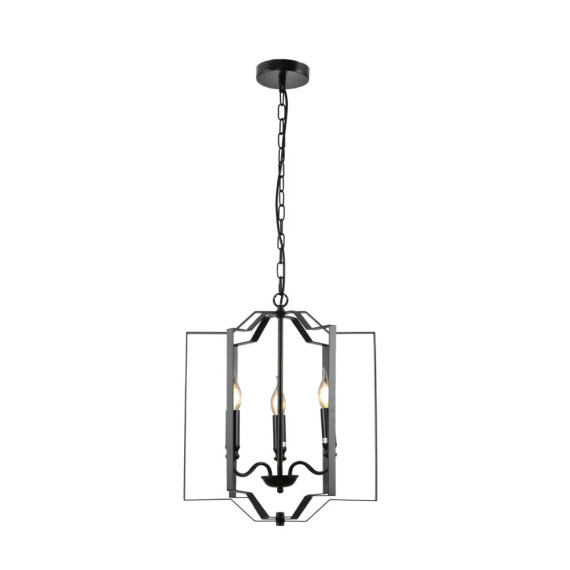 Rustic Black Cage Candle Lantern Chandelier Ceiling Light