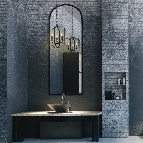 Rustic Black Cage Candle Lantern Chandelier Ceiling Light