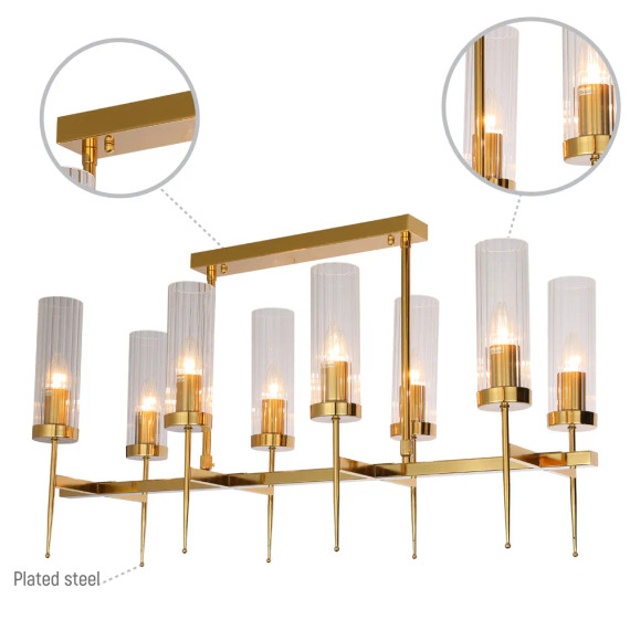 American Fluted Glass Chandelier Ceiling Light