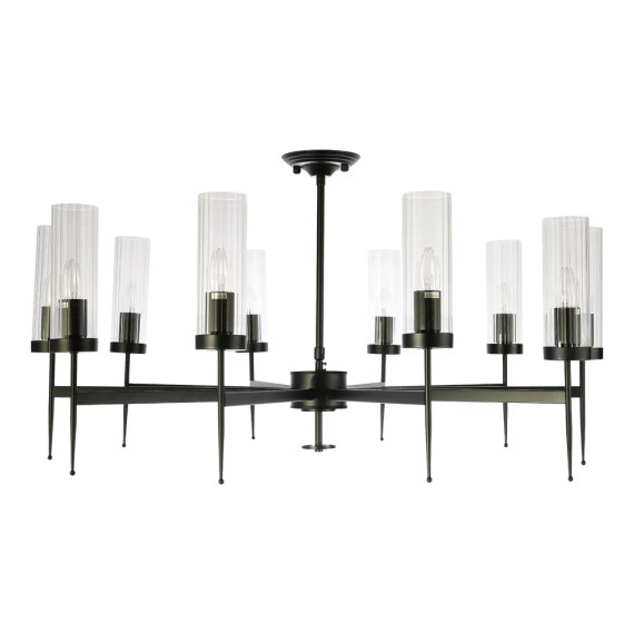 American Fluted Glass Chandelier Ceiling Light