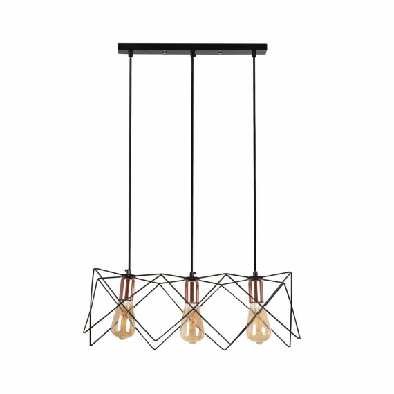Star Cage Pendant Light with Rose Gold Accent and Black Metal Frame