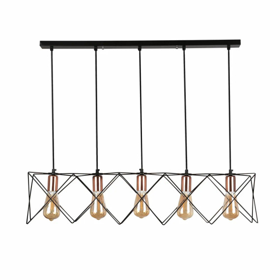 Star Cage Pendant Light with Rose Gold Accent and Black Metal Frame