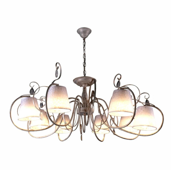 Creamy White Shade Rice White Gold Brushed Arm Ceiling Chandelier Light