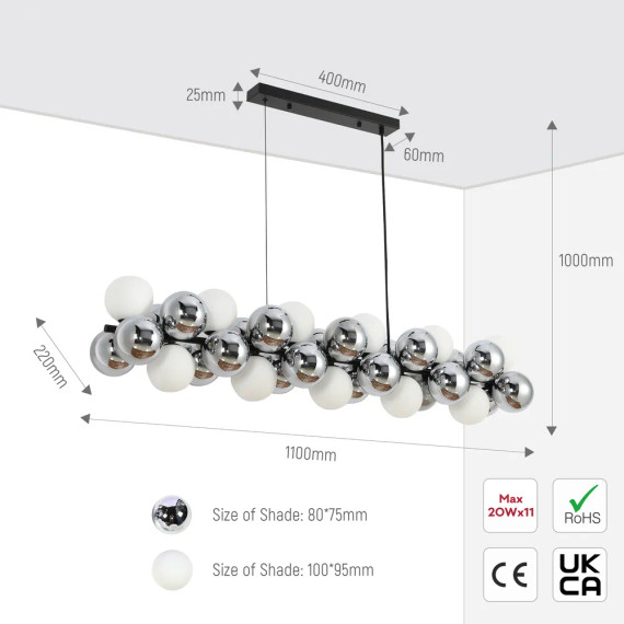 Celestial Cluster Vertical and Horizontal Chandeliers