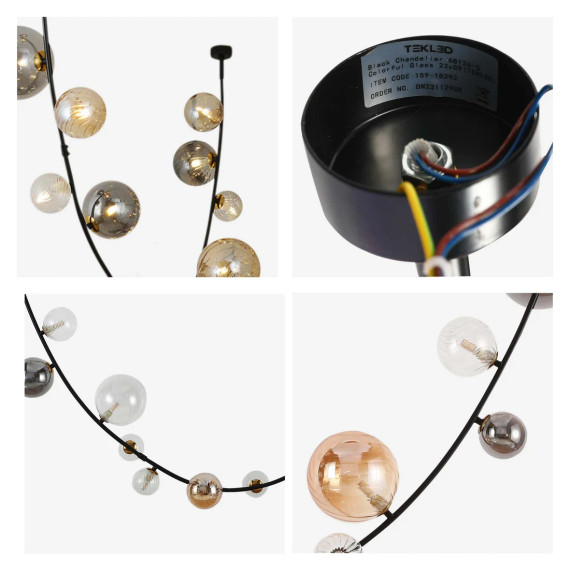 Dimmable Multi-Glass Globe Branch Pendant Light