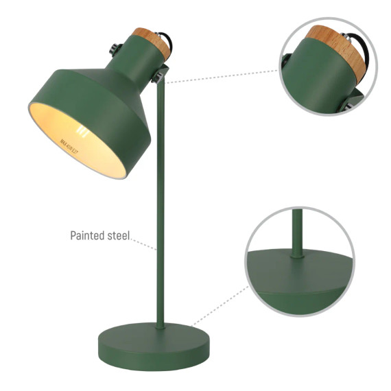 Modern Desk Lamp with Wooden Accent