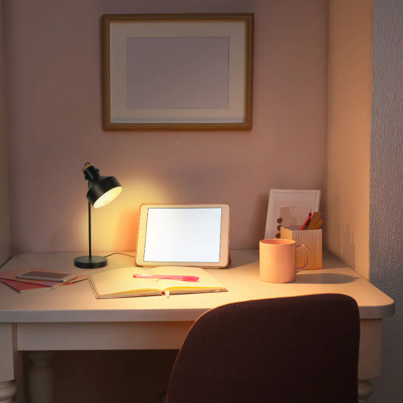 Modern Desk Lamp with Wooden Accent