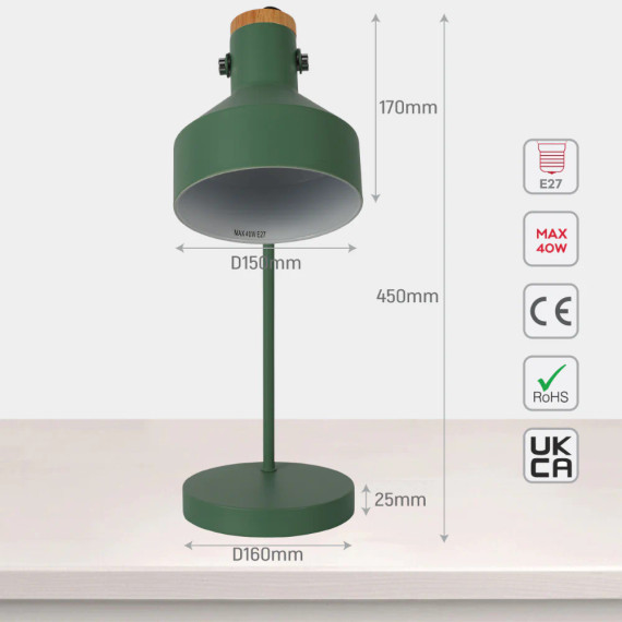 Modern Desk Lamp with Wooden Accent