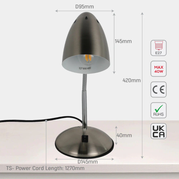 Modern Flex Neck Metal Desk Lamp