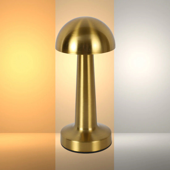 Rechargeable Steel Mushroom Bedside Table Lamp