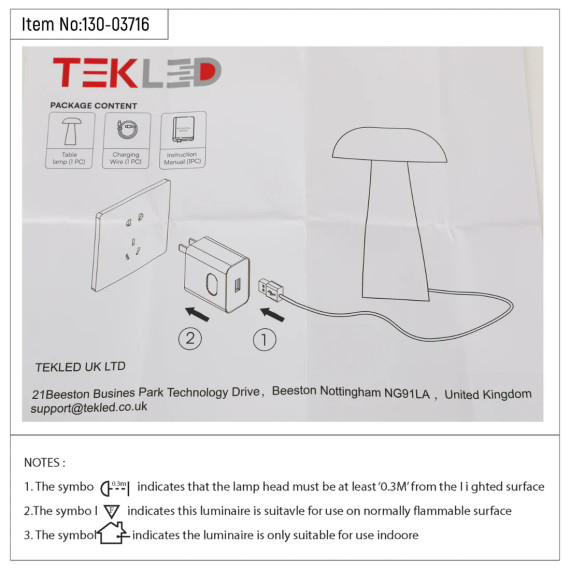 Lumi Crystal Touch Rechargeable Mushroom-Shaped LED Bedside Table Lamp