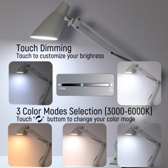 Modern Swing Arm Dimmable LED Desk Lamp