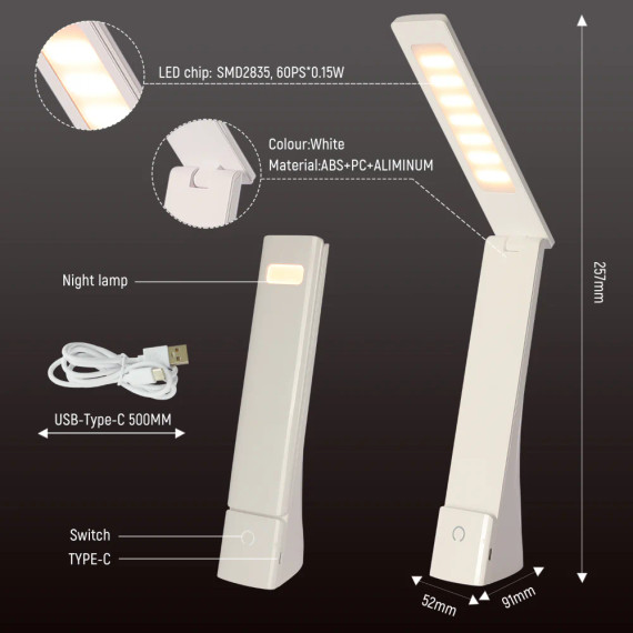 Modern Minimalist Bedside Folding LED Desk Lamp
