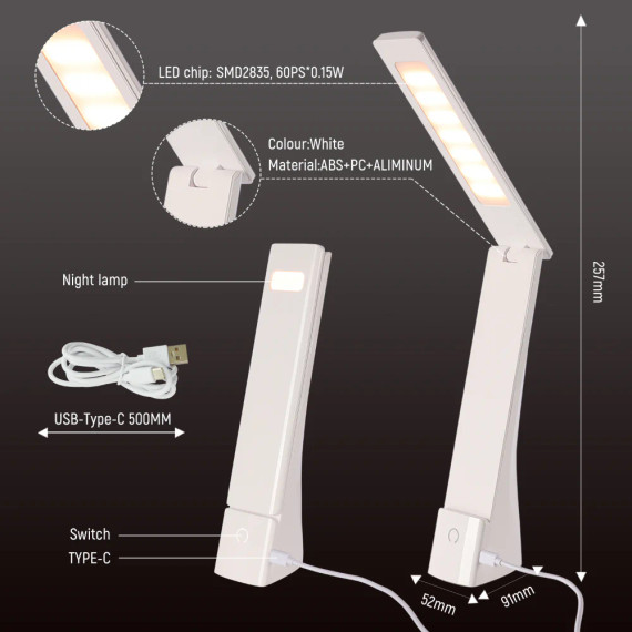 Modern Minimalist Bedside Folding LED Desk Lamp