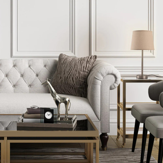 Nickel Flaxen Minimalist Table Lamp