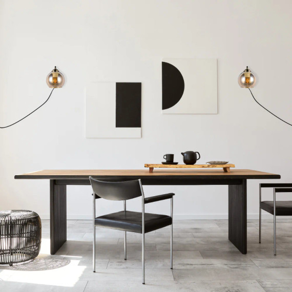 L-Shape Antique Brass Dome Glass Plug-In Wall Light