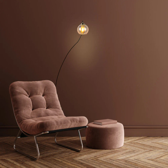 L-Shape Antique Brass Dome Glass Plug-In Wall Light