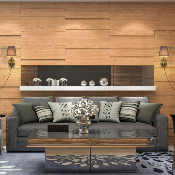 Vintage Grey Fabric Shade Wall Light with Plug-In