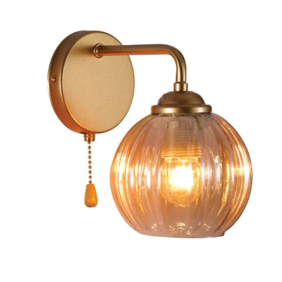 Elegant Reeded Glass Wall Light with Pull Down Switch