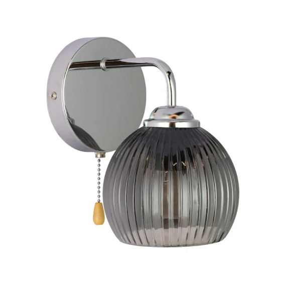 Elegant Reeded Glass Wall Light with Pull Down Switch